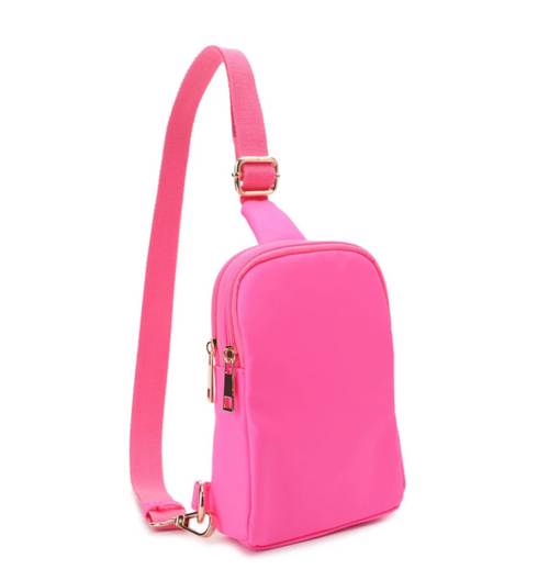 Britney Nylon Double Zipper Mini Sling Bag
