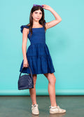 The Bianca Dress in Navy Eyelet by Miss Behave