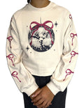 Embroidered Bow & Disco Ball Sweatshirt by Paper Flower