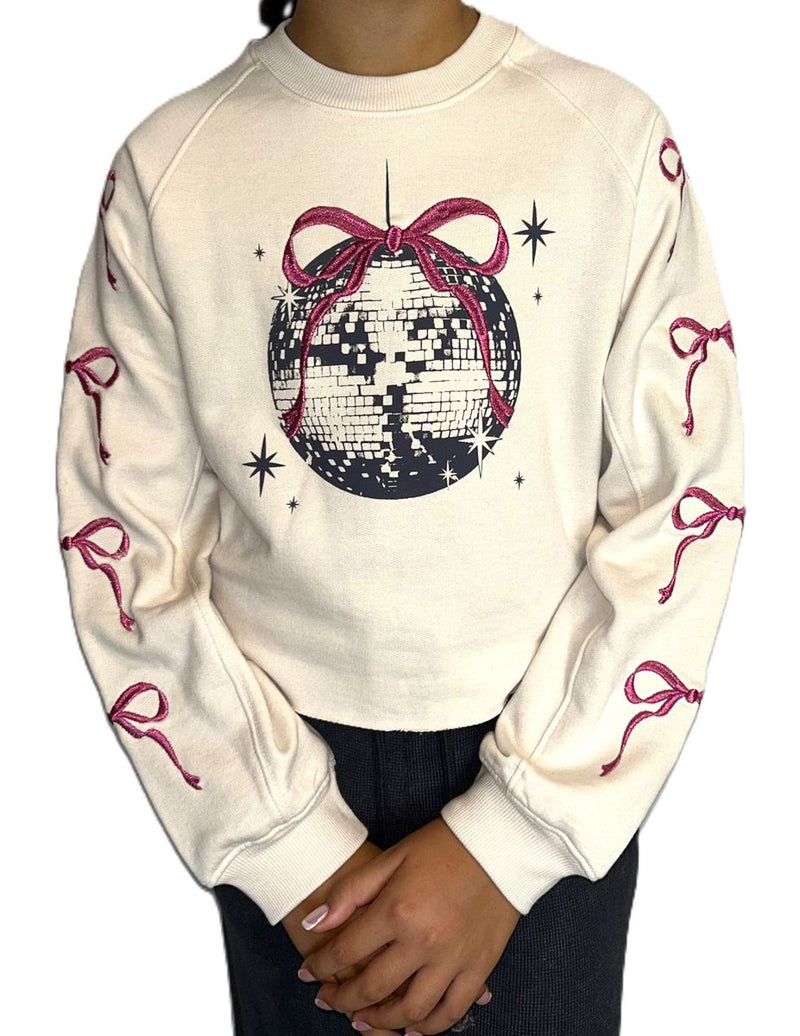 Embroidered Bow & Disco Ball Sweatshirt by Paper Flower