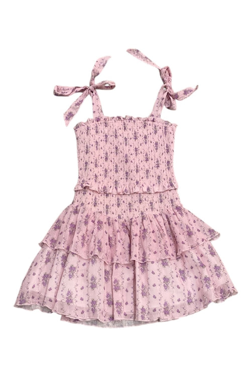 Juniors Emerson Dress in Violet Stripe Floral by Katie J NYC