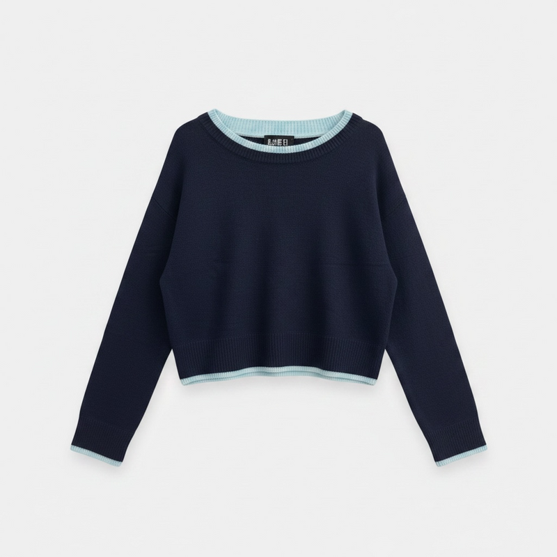 Katie J Girls Nova Sweater in Evening Blue/Baby Blue