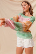 Multi Color Stripe Loose Fit Sweater - 2 colors