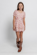 Katie J NYC Girls Delilah Dress in Rose Floral Stripe