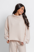 Pale Pink Hacci Cowl Neck Sweatshirt by Vintage Havana