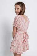Katie J NYC Girls Delilah Dress in Rose Floral Stripe