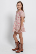 Katie J NYC Girls Delilah Dress in Rose Floral Stripe