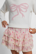 Katie J NYC Girls Melody Skirt in Rose Floral Stripe