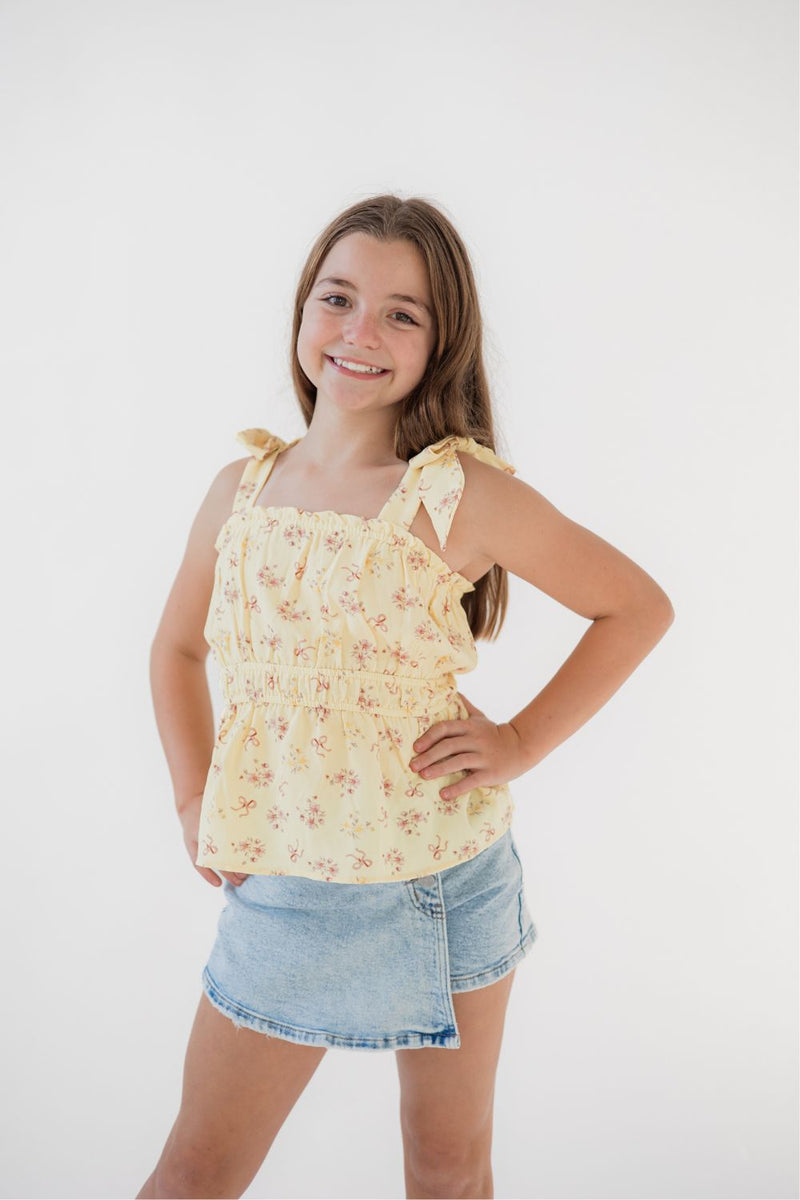 Girls Bow Shoulder Peplum Top