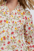 Girls Smocked Neckline Floral Puff Sleeve Dress