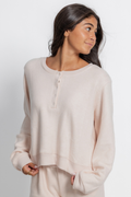 Heather Pale Pink Heavy Hacci Henly Top by Vintage Havana