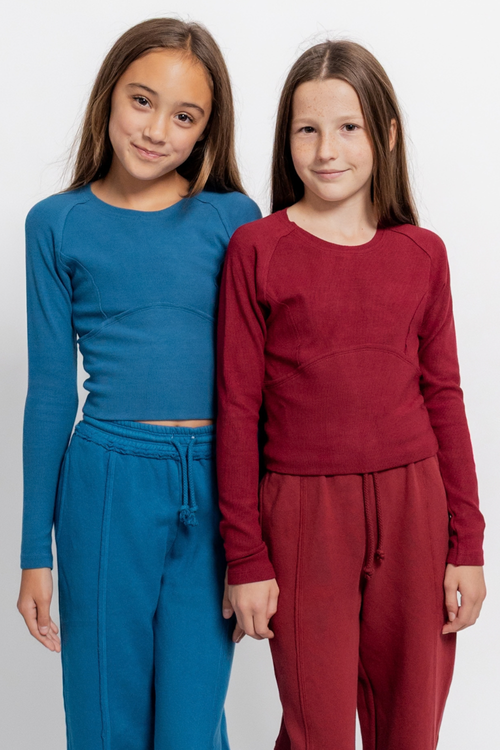 Rib Raglan Longsleeve Top by TENLY