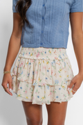 Katie J NYC Juniors Bianca Skirt in Cream Tossed Floral