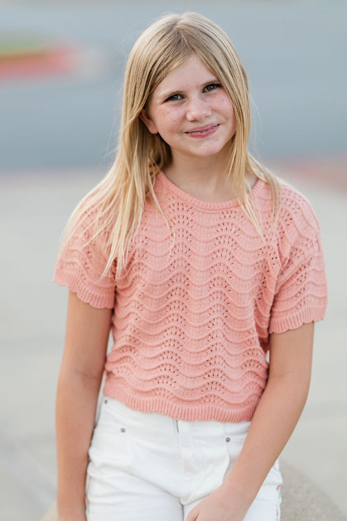 Girls Crochet Knit Top