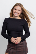 Boat Neck Pintuck Detailing Top