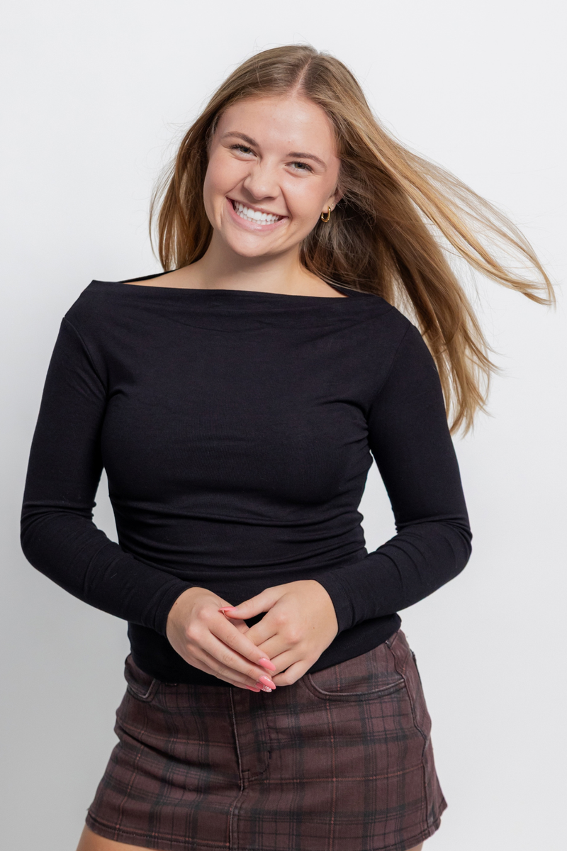 Boat Neck Pintuck Detailing Top