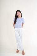 Drawstring Pull On Pant in White by Tractr Girls