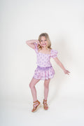 Tween Dominique Skort in Violet Stripe Floral by Katie J NYC