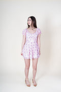 Juniors Delilah Dress in Violet Stripe Floral by Katie J NYC