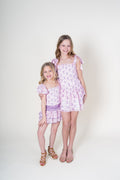 Tween Dominique Skort in Violet Stripe Floral by Katie J NYC