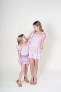 Tween Dominique Skort in Violet Stripe Floral by Katie J NYC