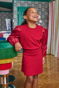 The Libba Skort in Red Velour by PLEAT
