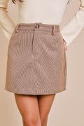 Jodie High Waisted Houndstooth Pattern Mini Skirt