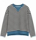 Girls Banded Detail Ribbed Stripe Top