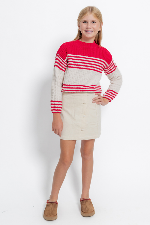 The Reese Skirt in Winter White Corduroy by PLEAT