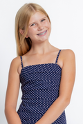 Katie J NYC Girls Tippy Dress in Blue Polka Dot