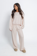 Heather Pale Pink Hacci Wide Leg Pant by Vintage Havana