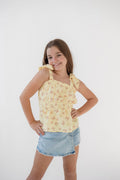 Girls Bow Shoulder Peplum Top