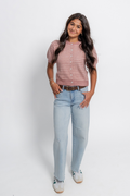 Puff Short Sleeve Stripe Cardigan