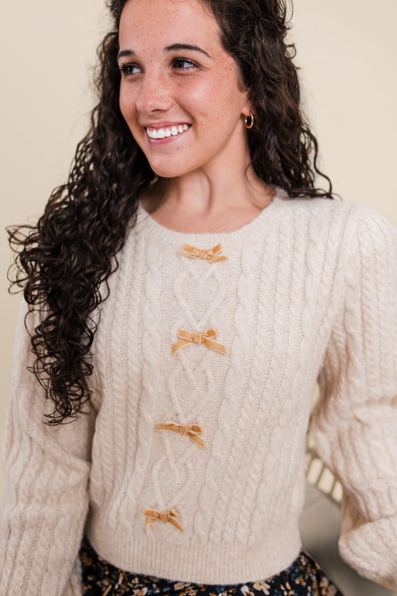 Cable Knit Bow Sweater