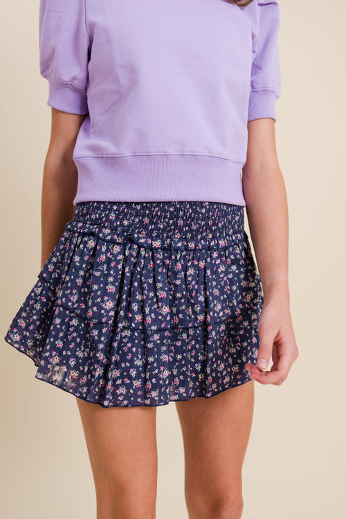 Katie J Girls Bianca Skirt in Midnight Ditsy