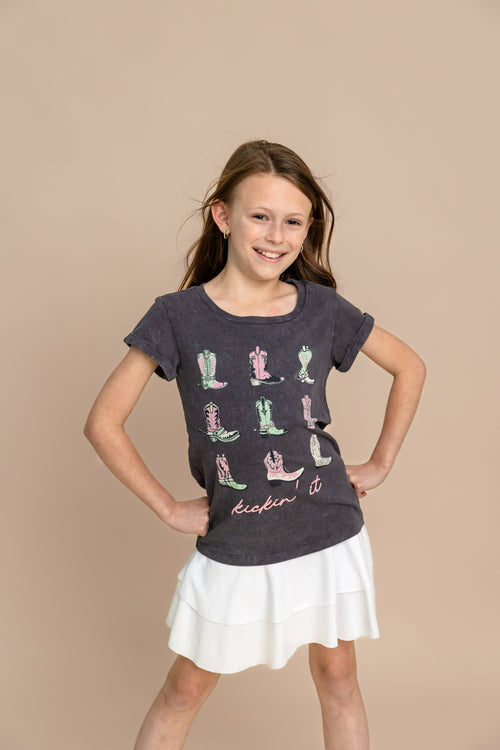 Kickin' It Embroidered Boot Graphic Tee