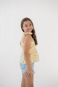 Girls Bow Shoulder Peplum Top