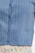Button Down Pointelle Sweater Top