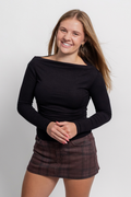 Boat Neck Pintuck Detailing Top
