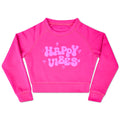 Happy Vibes Puff Print Pink Sweatshirt