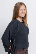 Charcoal Sweater with Braided Detail by Vintage Havana