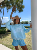Sunkissed Coconut Icy Blue Varsity Embroidered Sweatshirt