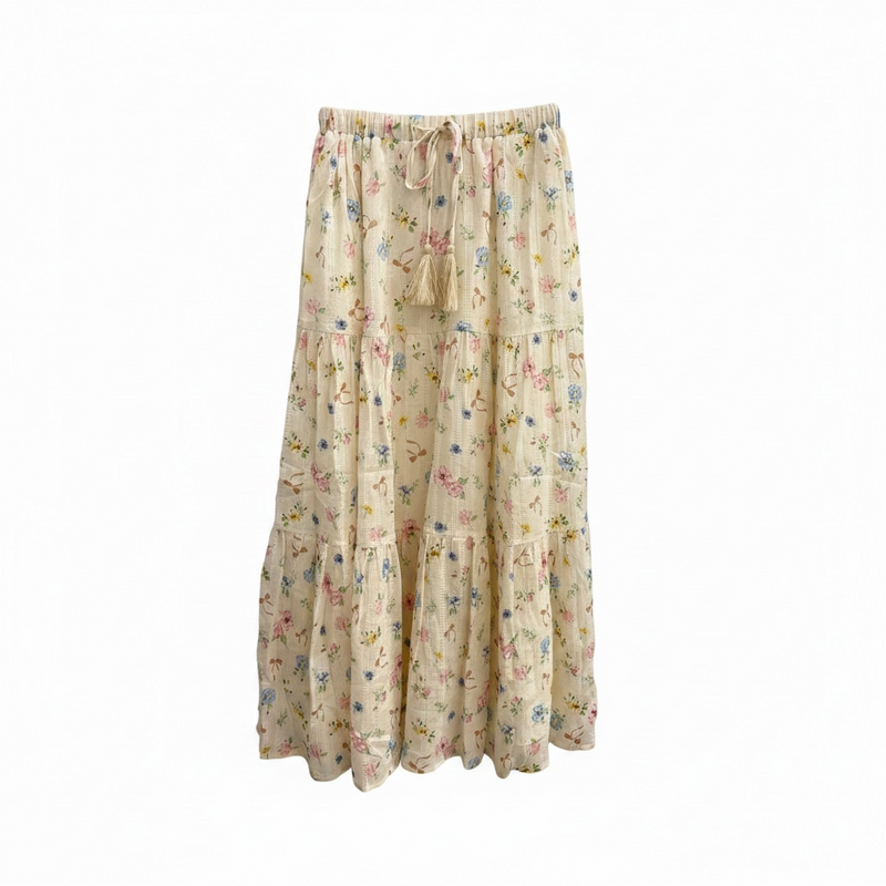 Katie J NYC Girls Esme Skirt in Cream Tossed Floral
