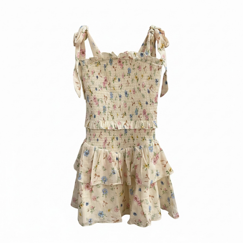 Katie J Juniors Emerson Dress in Cream Tossed Floral