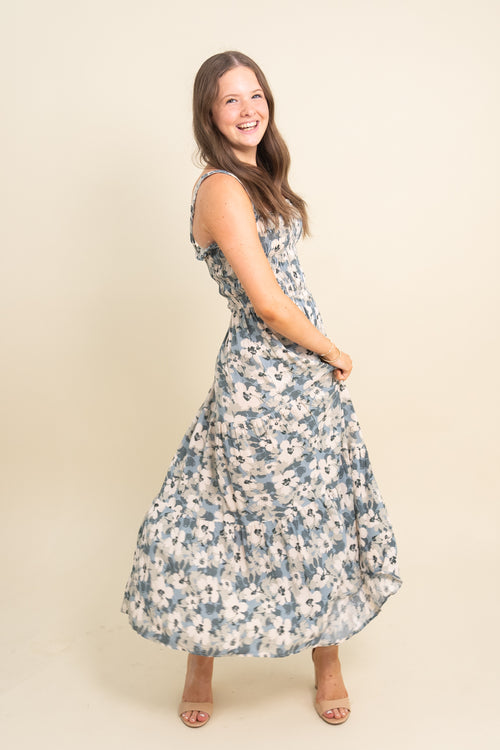 Audrey Floral Printed Tiered Maxi Dress