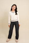 Jenna V-Neck Cable Sweater By Love Daisy