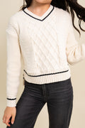 Jenna V-Neck Cable Sweater By Love Daisy