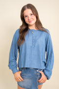 Brushed Ribbed Oversized Henley Top