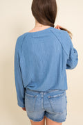 Brushed Ribbed Oversized Henley Top