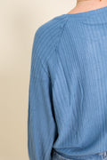 Brushed Ribbed Oversized Henley Top